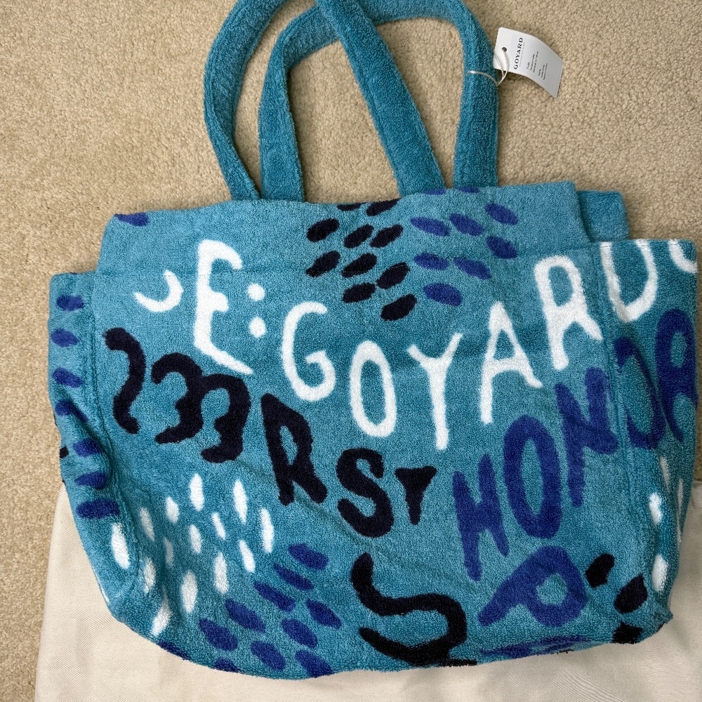 Goyard Ltd Edition Turquoise Blue Terry Cloth Sponge Beach Bag - La Place - Picture 3 of 8